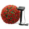 Светильник садово-парковый на солнечной батарее Цветочный шар, красный, 20 LED (белый ), D 28 см , E5209, арт.06264